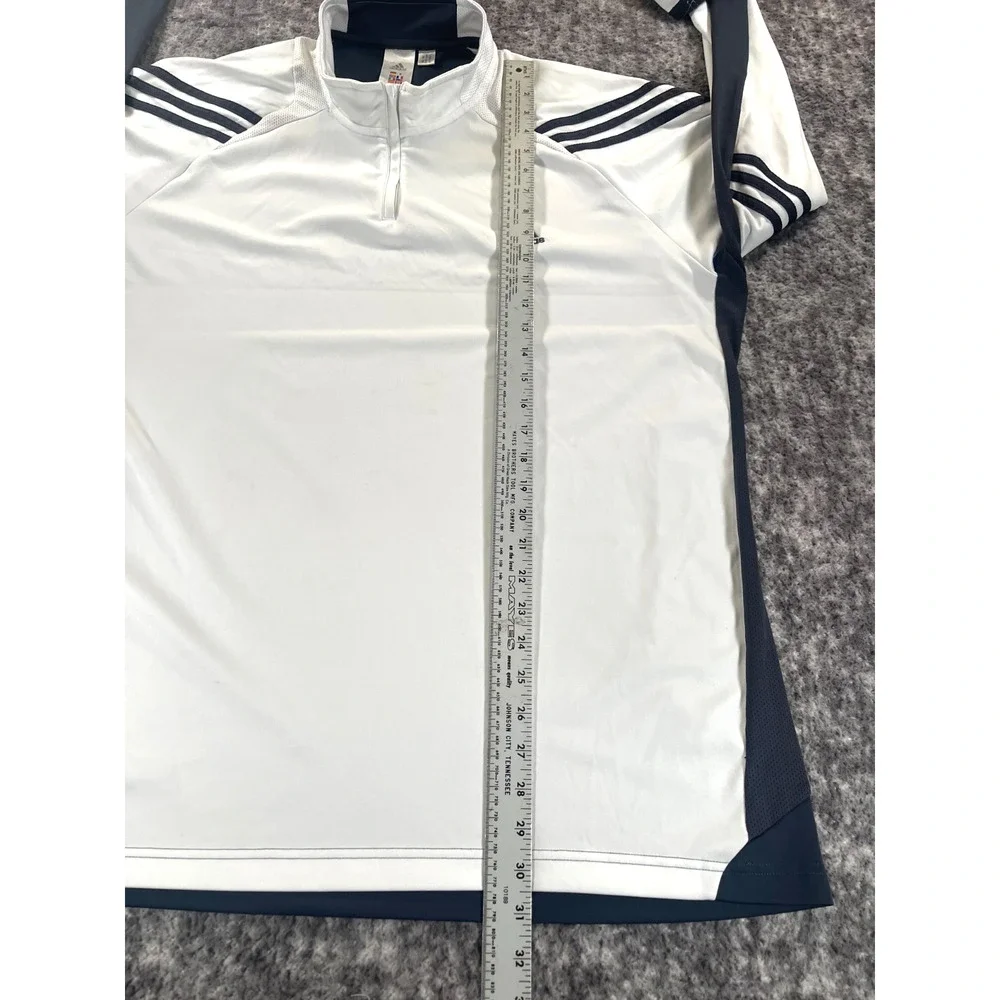 Vintage Adidas Clima Cool Mens 2XL Quarter Zip Running Shirt White Blue